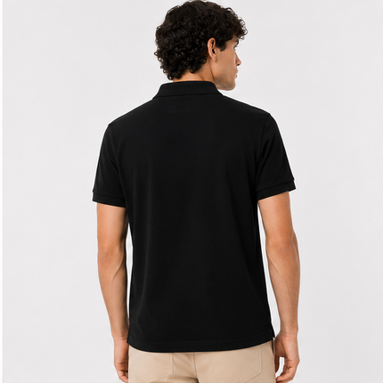 Polo Lacoste nera/verde logo multicolor