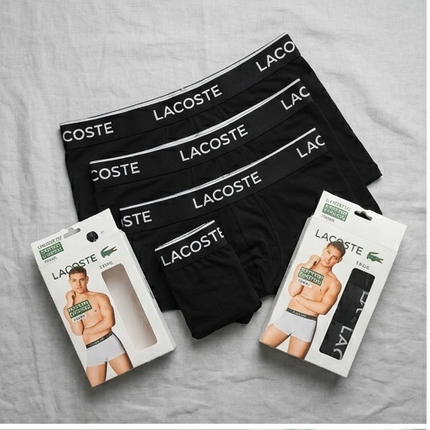 Boxer 3 pax lacoste nere/nere con elastico colorato