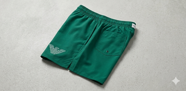 Costume da bagno armani con logo ricamato verde/rosso/Celeste