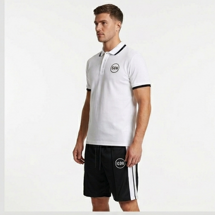 Coordinato icon polo e shorts con logo in gomma a cerchio