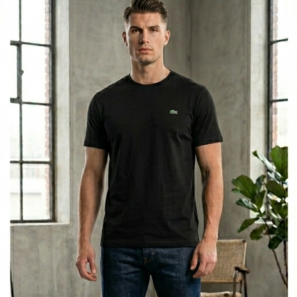 T-shirt Lacoste nera/bianca/blu navy