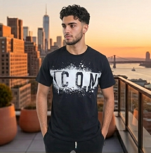 T-shirt icon bianca - nera (fit regolare)