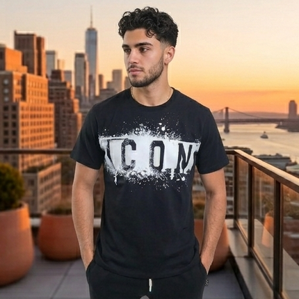 T-shirt icon bianca - nera (fit regolare)